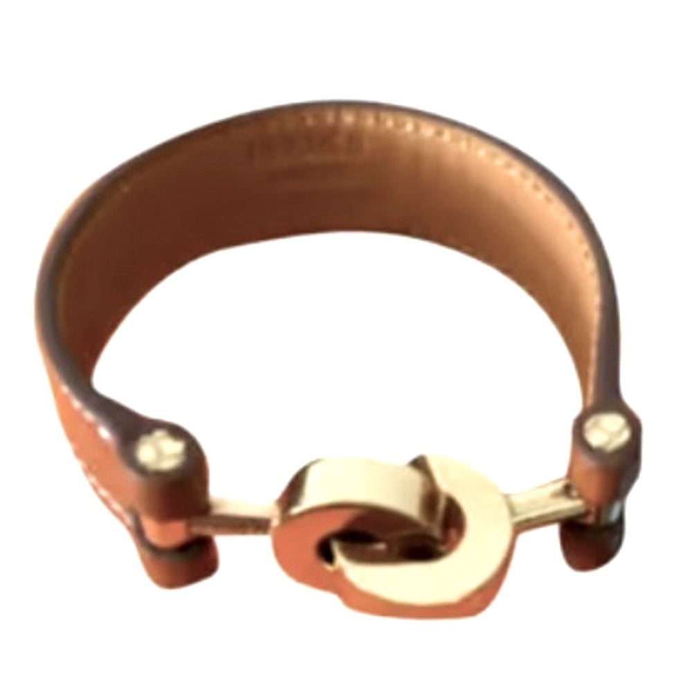 HERMÈS Lancelot Palladium Bracelet w/ Leather Strap. 7.5” - Excellent Condition.
